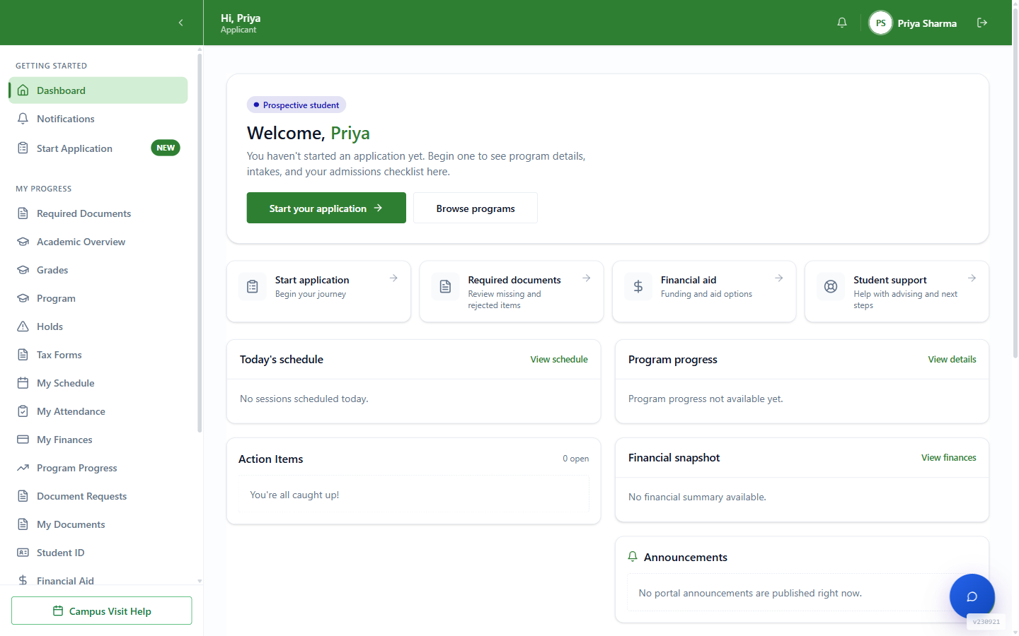 The student portal — progress, tasks, and outcomes for every learner.